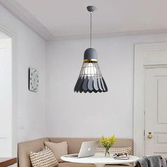 Nordic Art Deco Pendant Light Iron Wood E27 20cm 30cm