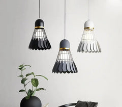 Nordic Art Deco Pendant Light Iron Wood E27 20cm 30cm
