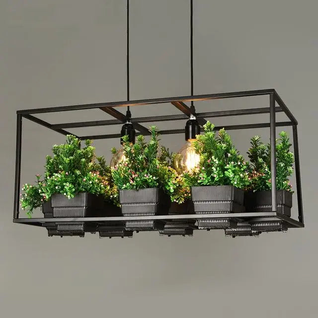 Iron Planter Chandelier 8×E14 65 cm Black White