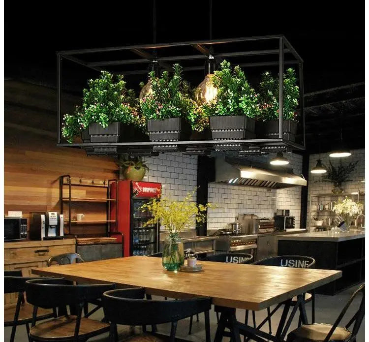 Iron Planter Chandelier 8×E14 65 cm Black White