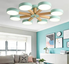 Modern Luxury Multi-Arm Chandelier Metal Wood Acrylic LED