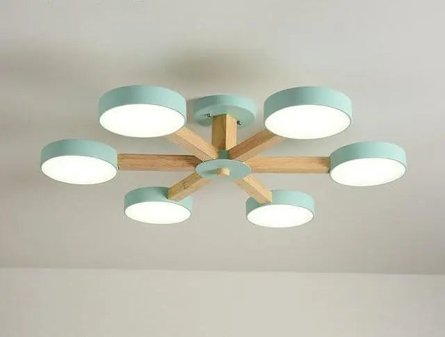Modern Luxury Multi-Arm Chandelier Metal Wood Acrylic LED