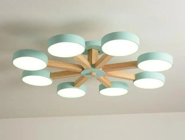Modern Luxury Multi-Arm Chandelier Metal Wood Acrylic LED