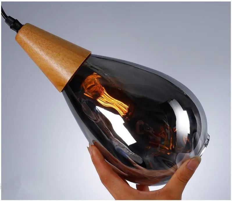 Nordic Teardrop Glass Pendant Light E27 — Cognac, Clear, Black