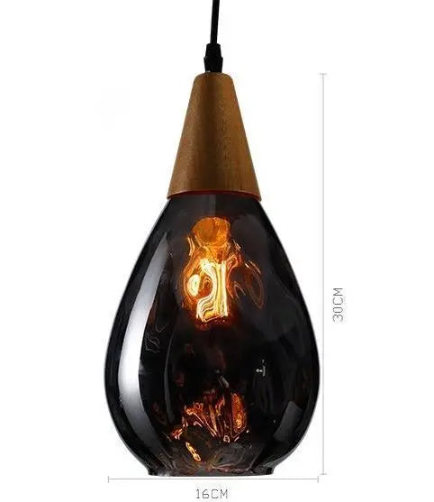Nordic Teardrop Glass Pendant Light E27 — Cognac, Clear, Black