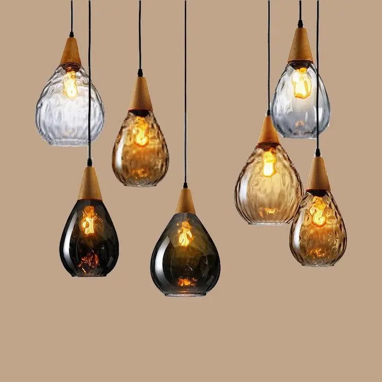 Nordic Teardrop Glass Pendant Light E27 — Cognac, Clear, Black