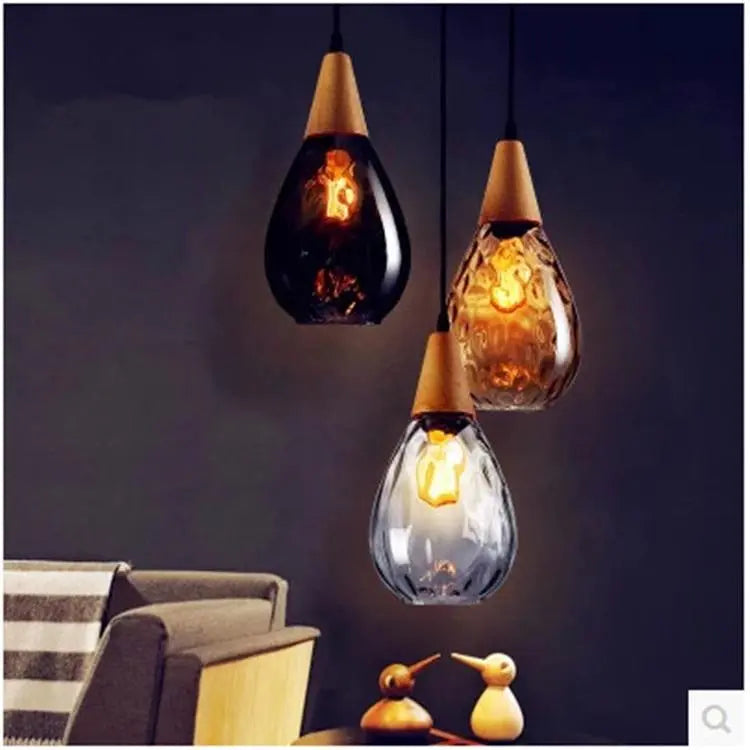 Nordic Teardrop Glass Pendant Light E27 — Cognac, Clear, Black