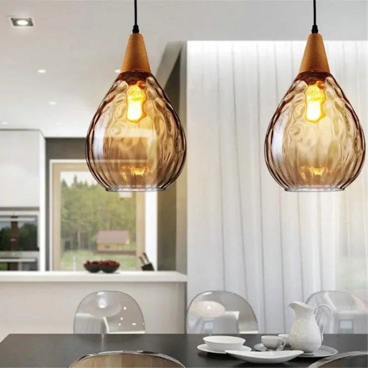 Nordic Teardrop Glass Pendant Light E27 — Cognac, Clear, Black