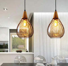 Nordic Teardrop Glass Pendant Light E27 — Cognac, Clear, Black