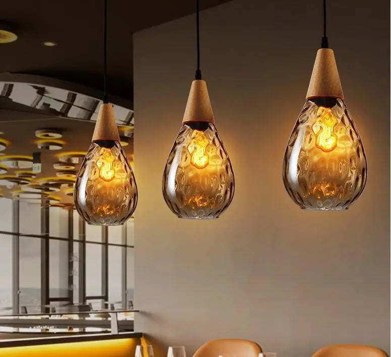 Nordic Teardrop Glass Pendant Light E27 — Cognac, Clear, Black