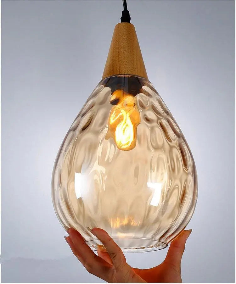 Nordic Teardrop Glass Pendant Light E27 — Cognac, Clear, Black