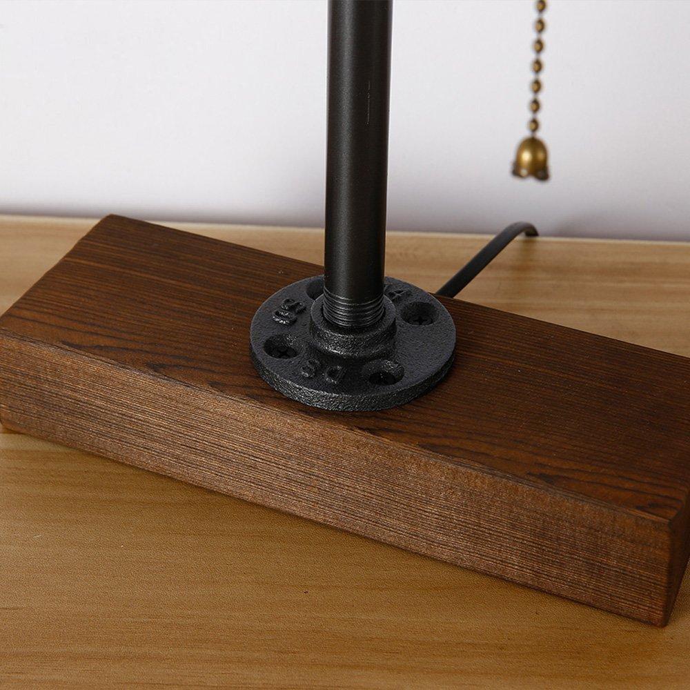 Industrial Desk Lamp Wood Metal Brass E27