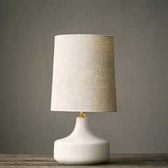Nordic LED Table Lamp Iron Fabric Shade E27 White Grey