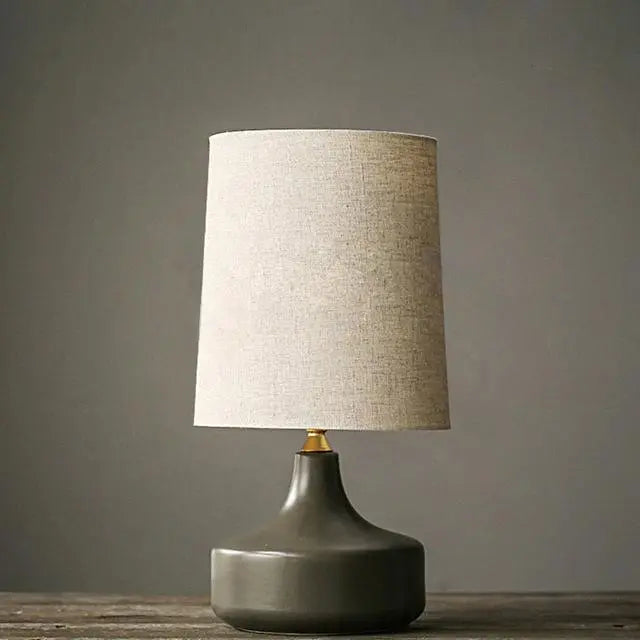 Nordic LED Table Lamp Iron Fabric Shade E27 White Grey
