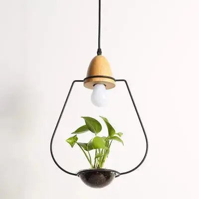 Nordic Plant Pendant Light, Iron, E27, Square/Cone/Round, Black/White