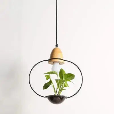 Nordic Plant Pendant Light, Iron, E27, Square/Cone/Round, Black/White