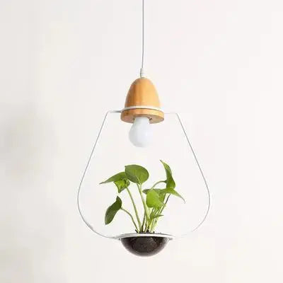 Nordic Plant Pendant Light, Iron, E27, Square/Cone/Round, Black/White