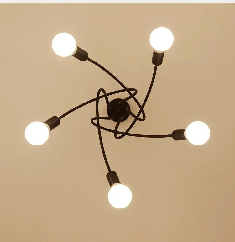 Modern Industrial Loft Chandelier Metal Black E27 120cm