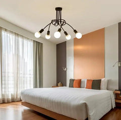 Modern Industrial Loft Chandelier Metal Black E27 120cm