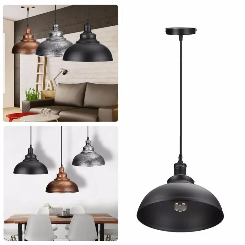 Vintage Industrial Dome Pendant Light Metal E27 Ø29 cm 3 Colours