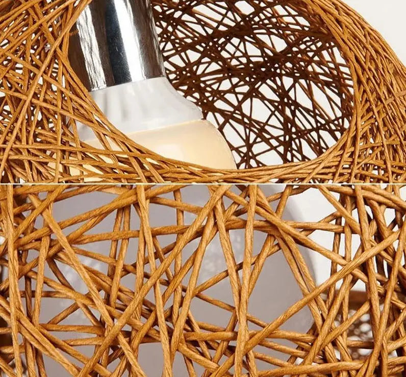 Vintage Rattan Pendant Light E27 4 Sizes 12 Colours