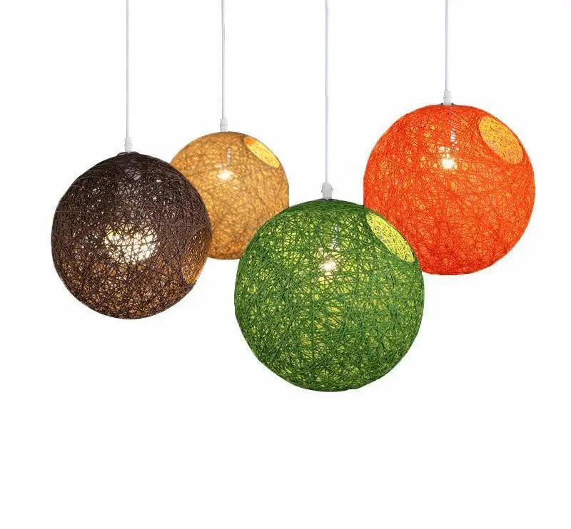 Vintage Rattan Pendant Light E27 4 Sizes 12 Colours