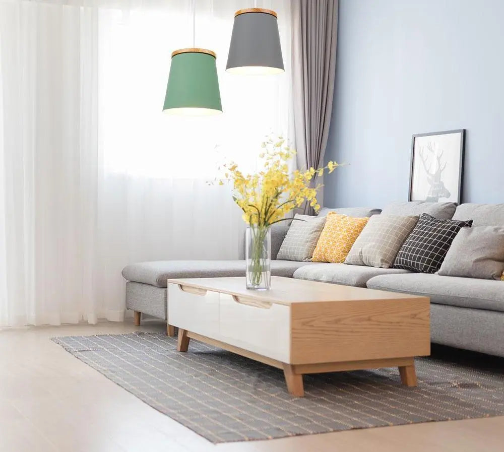 Modern Nordic Pendant Light Rubber Wood Metal E27