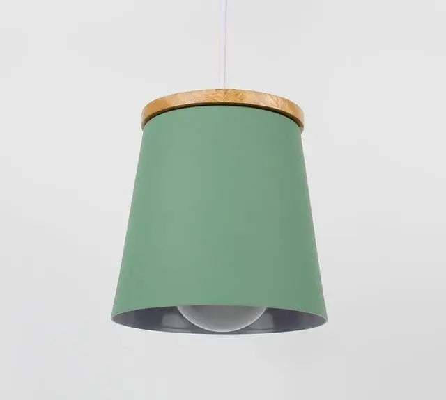 Modern Nordic Pendant Light Rubber Wood Metal E27