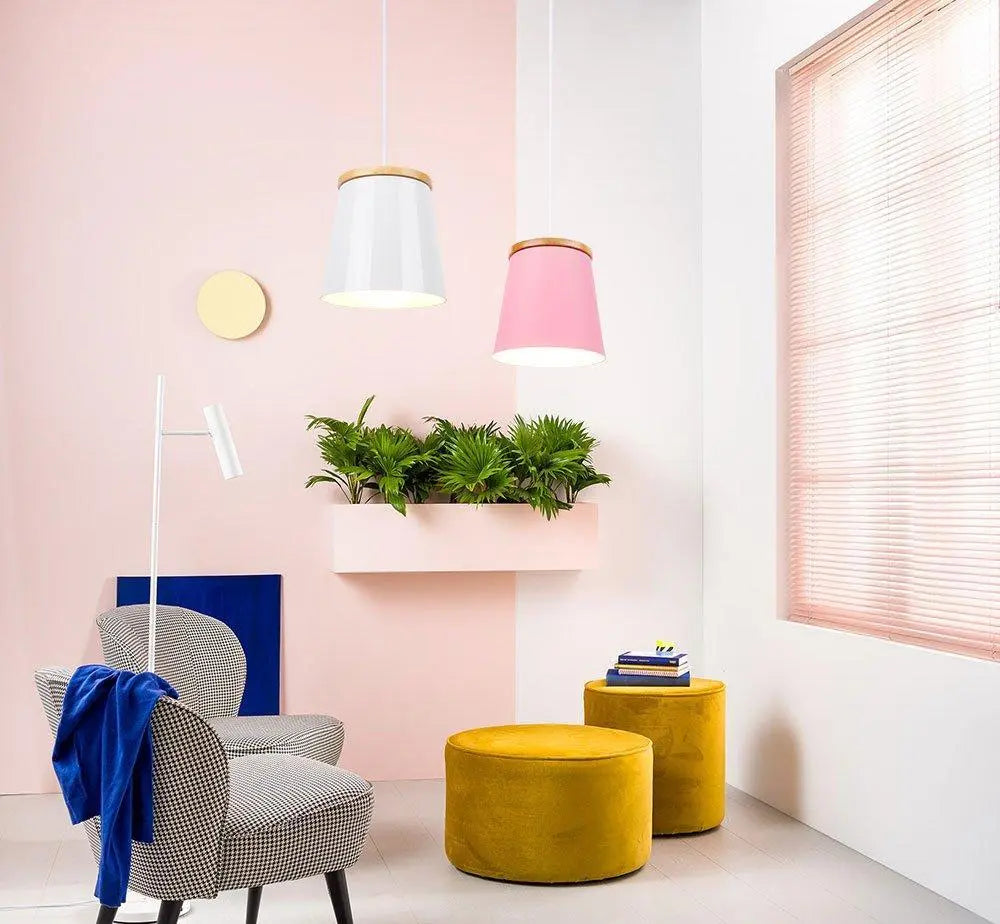 Modern Nordic Pendant Light Rubber Wood Metal E27