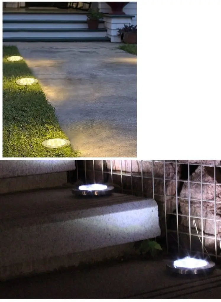 Solar LED Garden Ground Lamp Stainless Steel ABS 8 LED