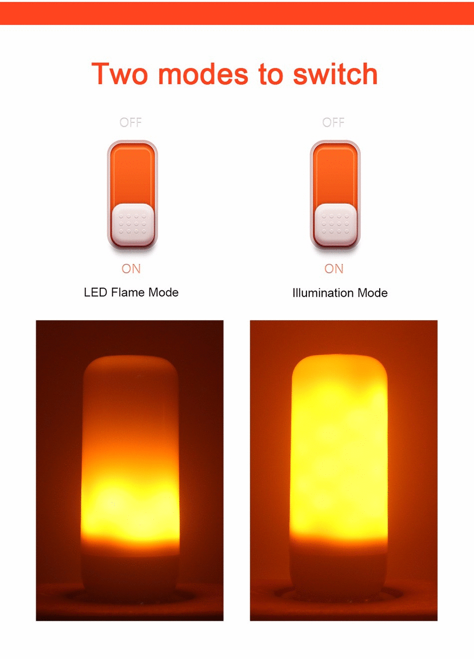 LED Flame Effect Bulb E27 PC 3W or 9W 3 Modes Gravity Sensor