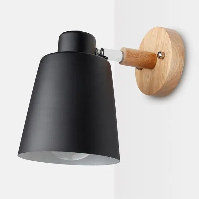 Modern Nordic Wall Light Iron Wood E27