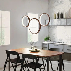 Dimmable Ring Pendant Light Acrylic LED — Remote Control, White or Brown, 3 or 5 Rings