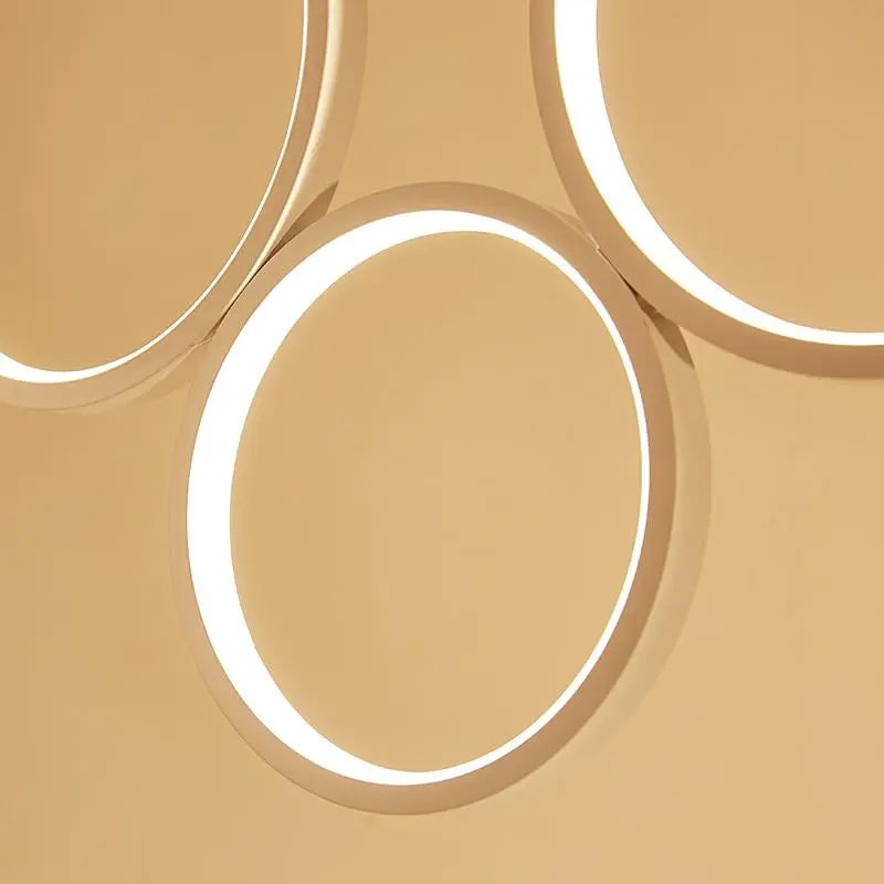Dimmable Ring Pendant Light Acrylic LED — Remote Control, White or Brown, 3 or 5 Rings