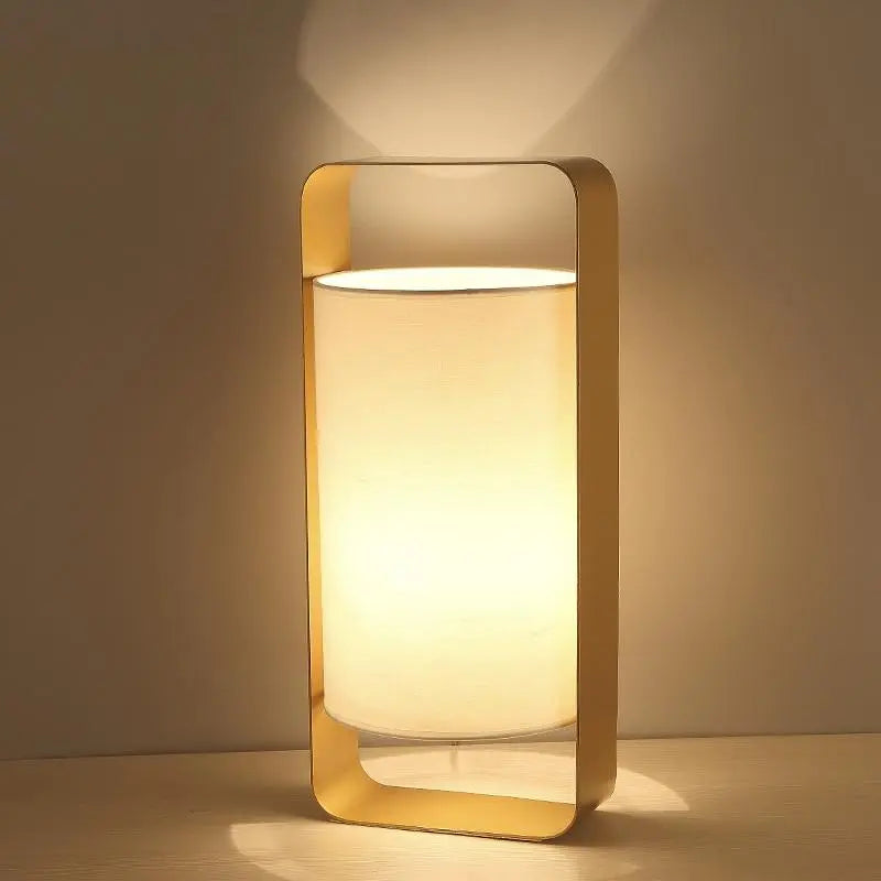 Floating Lantern Table Lamp Metal Frame & Textile Shade E27 — Small or Large