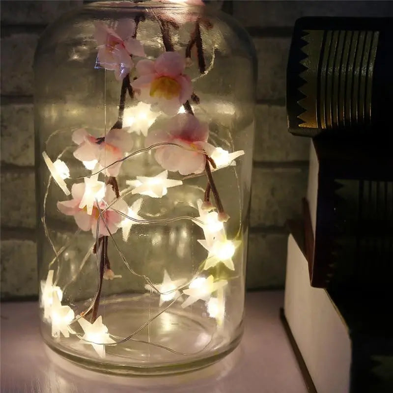Star LED Fairy Lights, 20 Stars, Warm White, 230cm, Battery