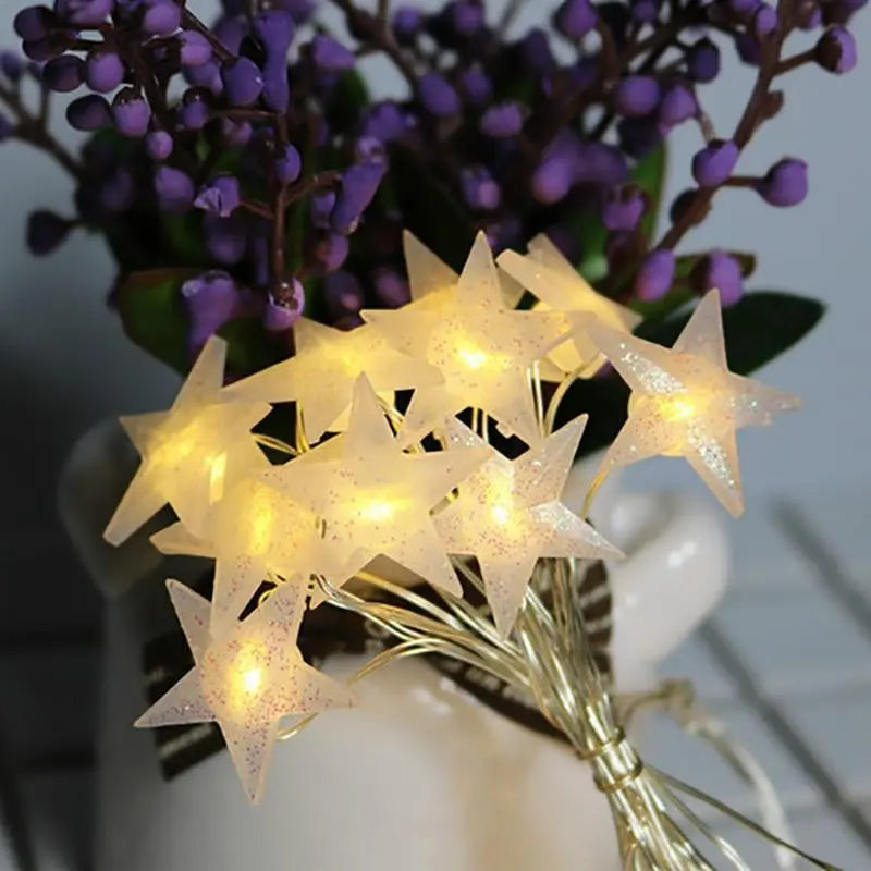Star LED Fairy Lights, 20 Stars, Warm White, 230cm, Battery