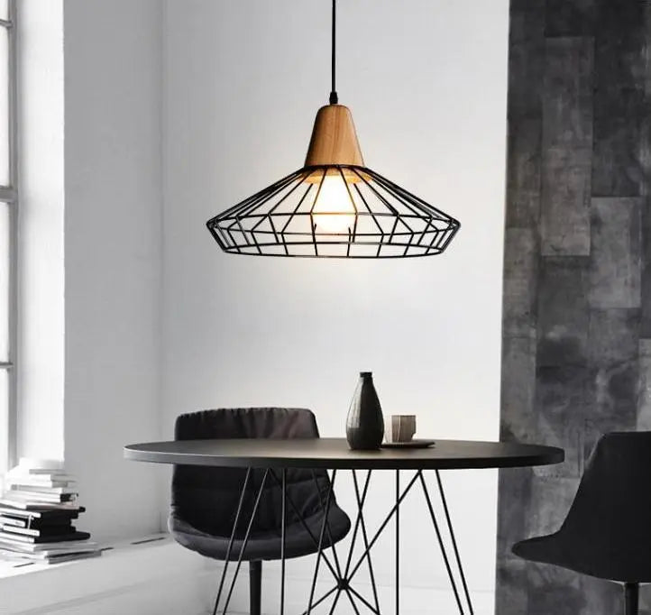 Modern Nordic Wrought Iron Cage Pendant Light