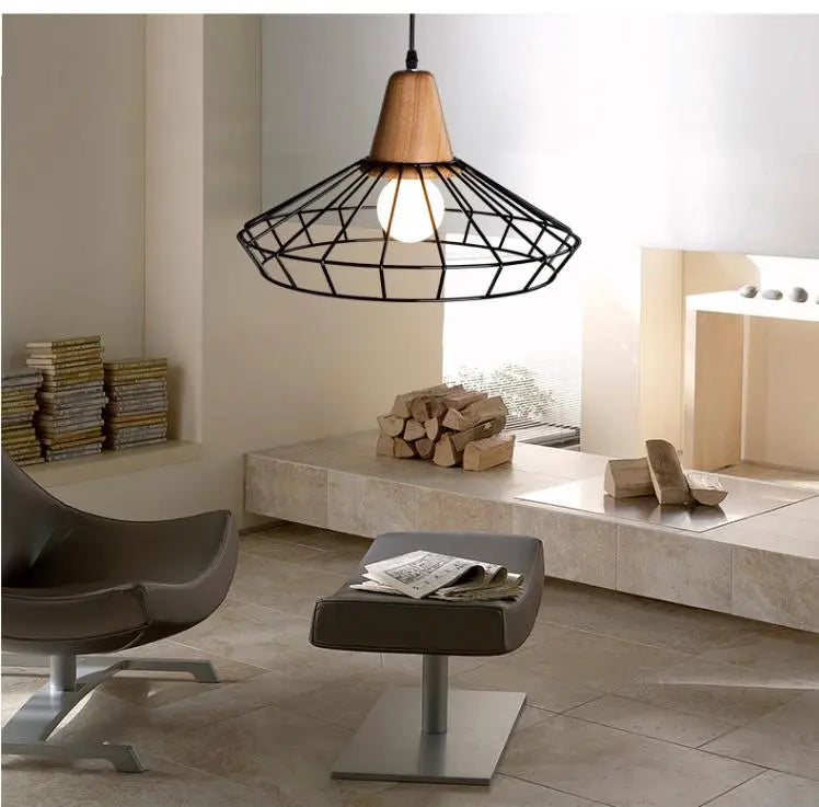 Modern Nordic Wrought Iron Cage Pendant Light