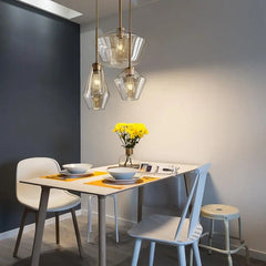 Glass Pendant Light E27 Clear Cognac 3 Sizes IP44