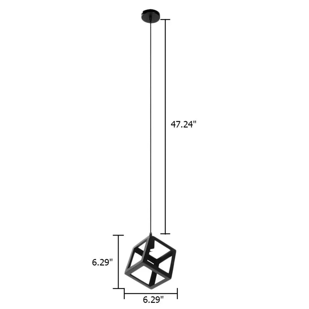 Nordic Geometric Cube Pendant Light Iron E27