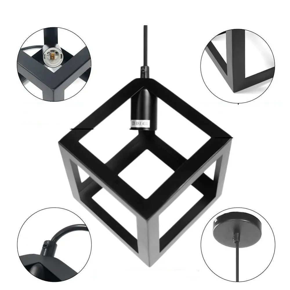 Nordic Geometric Cube Pendant Light Iron E27