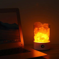 Himalayan Salt Lamp USB Multicolour LED Touch Control — White or Black Base