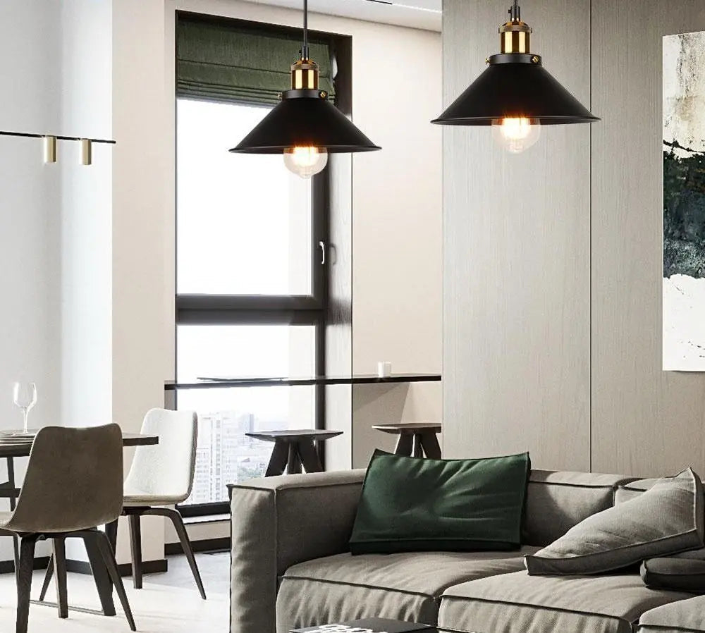 Modern Pendant Light with Iron Shade E27 — Black or Gold
