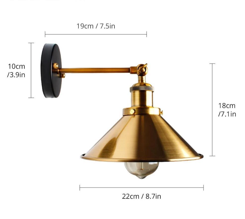 Industrial Brass Wall Light Hand-Finished Metal E27 Max 40W