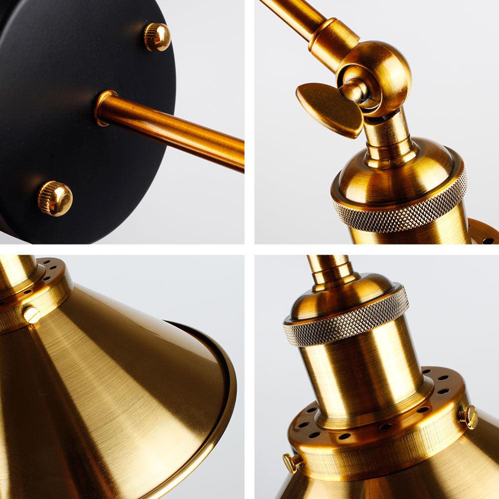 Industrial Brass Wall Light Hand-Finished Metal E27 Max 40W