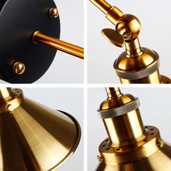 Industrial Brass Wall Light Hand-Finished Metal E27 Max 40W