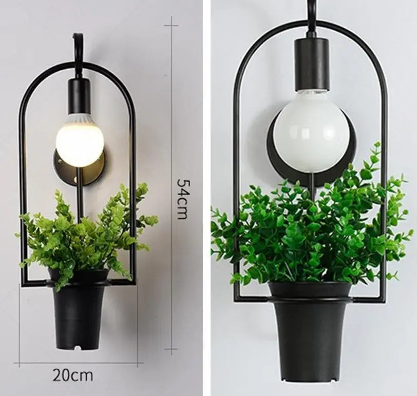 Brielle Nordic Wall Light with Planter Iron Powder-Coated