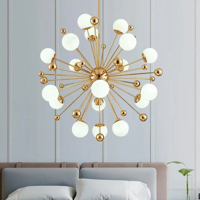 Nordic Art Deco Dandelion Chandelier Iron Glass 3 Sizes LED