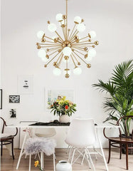 Nordic Art Deco Dandelion Chandelier Iron Glass 3 Sizes LED